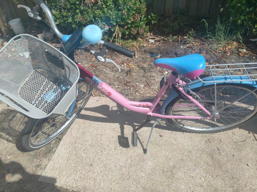 Roze/blauwe kinderfiets 24 inch met mandje, Ophalen, Gebruikt, Terugtraprem, 20 inch of meer