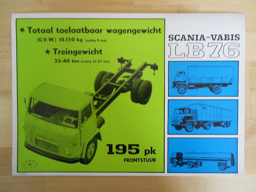 Scania Vabis LB76 ca 1965 Brochure LB 76, Ophalen of Verzenden, Zo goed als nieuw, Overige merken, Scania