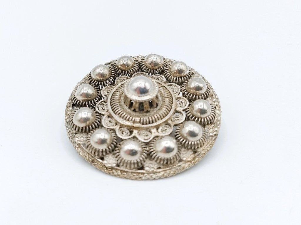 Zilveren Zeeuwse knop broche, Sieraden, Tassen en Uiterlijk, Broches, Info@zilverwebsite.nl, Verzenden, Zo goed als nieuw, Zilverwebsite.nl