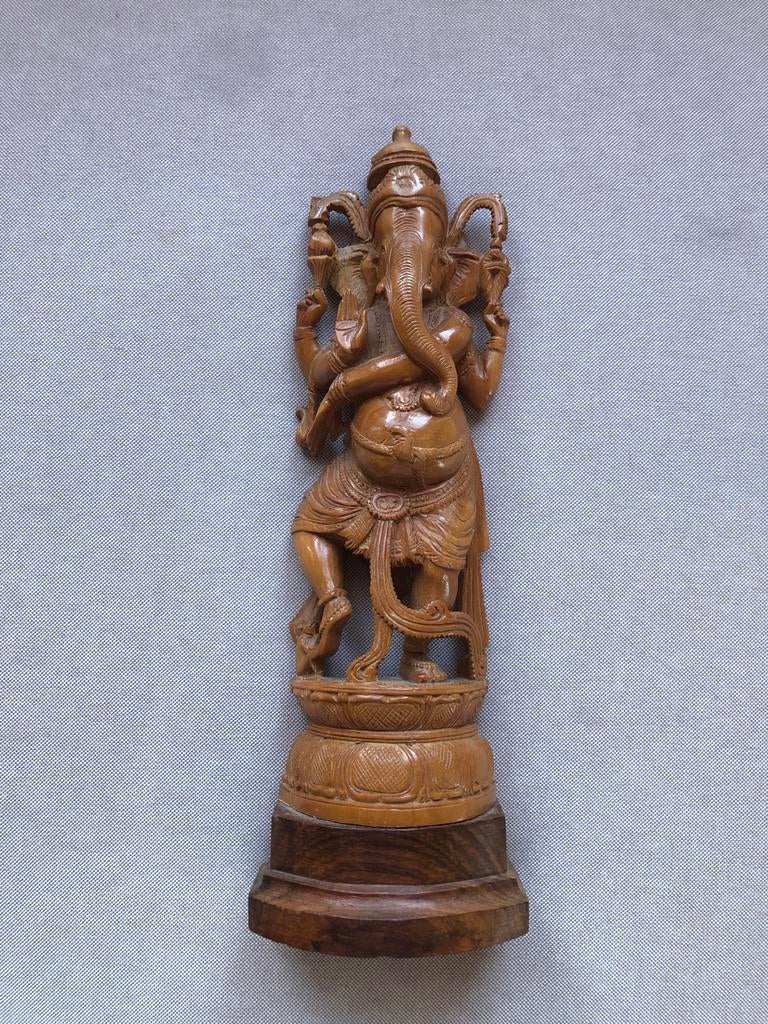 Houten Ganesha beeld - Hindoeïstische godheid, Ophalen of Verzenden, Handgemaakt, 20 - 50 cm, Beeld