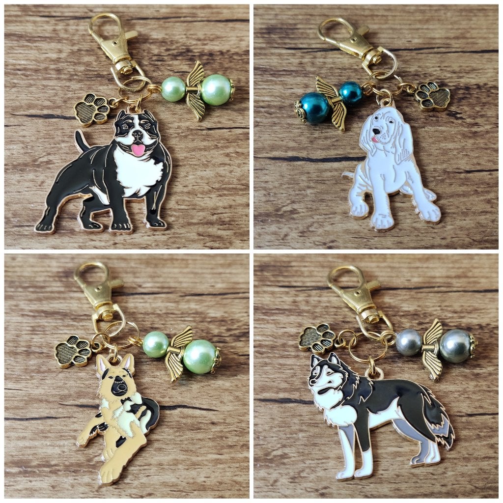 Sleutel/Tashanger div. hondenrassen groot emaille gold engel, Verzenden, Nieuw, Overige kleuren, Handtas
