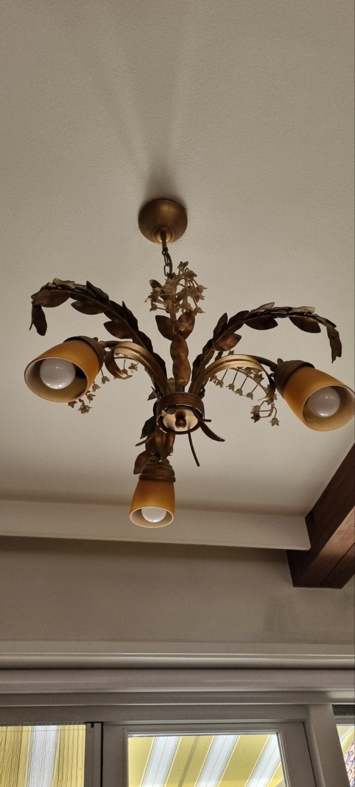 Vintage regency stijl kroonluchter, Ophalen, Goud, Plafondlamp