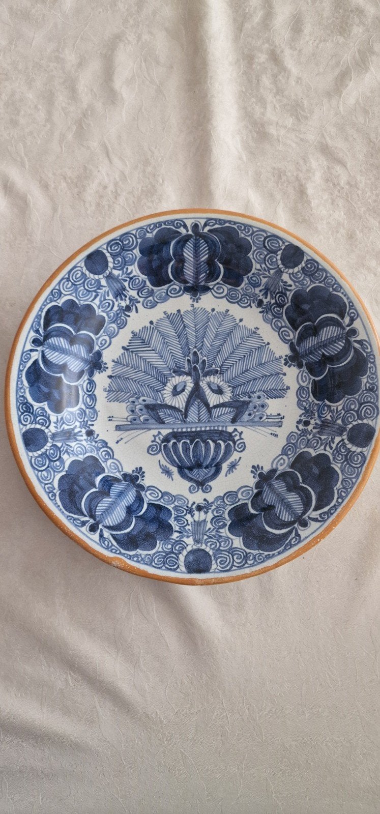 Delfts aardewerk blauw met gele rand., Ophalen of Verzenden