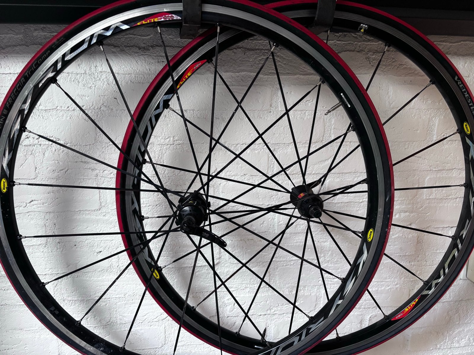 Mavic Ksyrium Elite racefiets wielen met Vredestein banden, Fietsen en Brommers, Wiel, Gebruikt, Ophalen of Verzenden, Aluminium