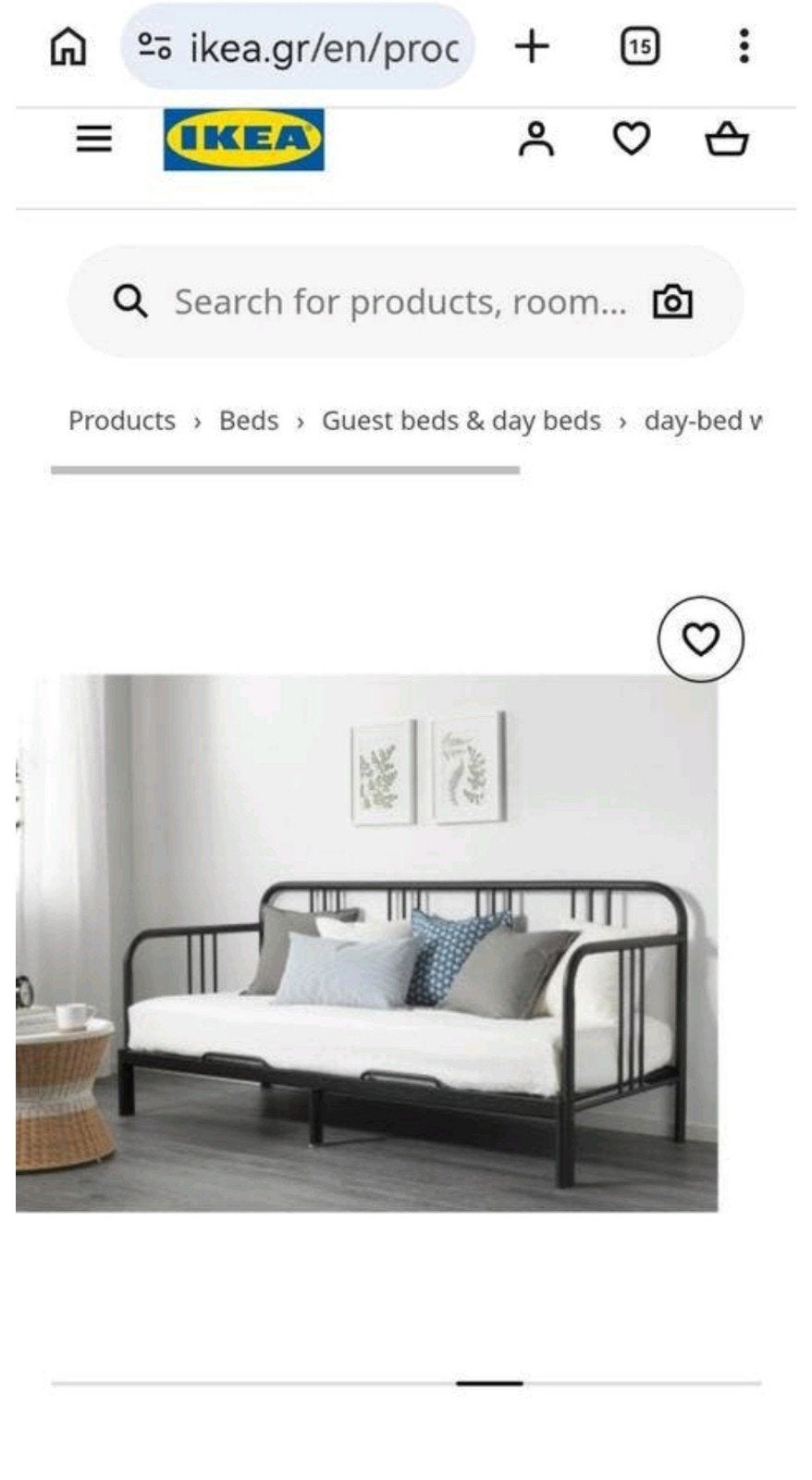 Ikea slaapbank, Verzenden, Tweepersoons, Hout, 140 cm