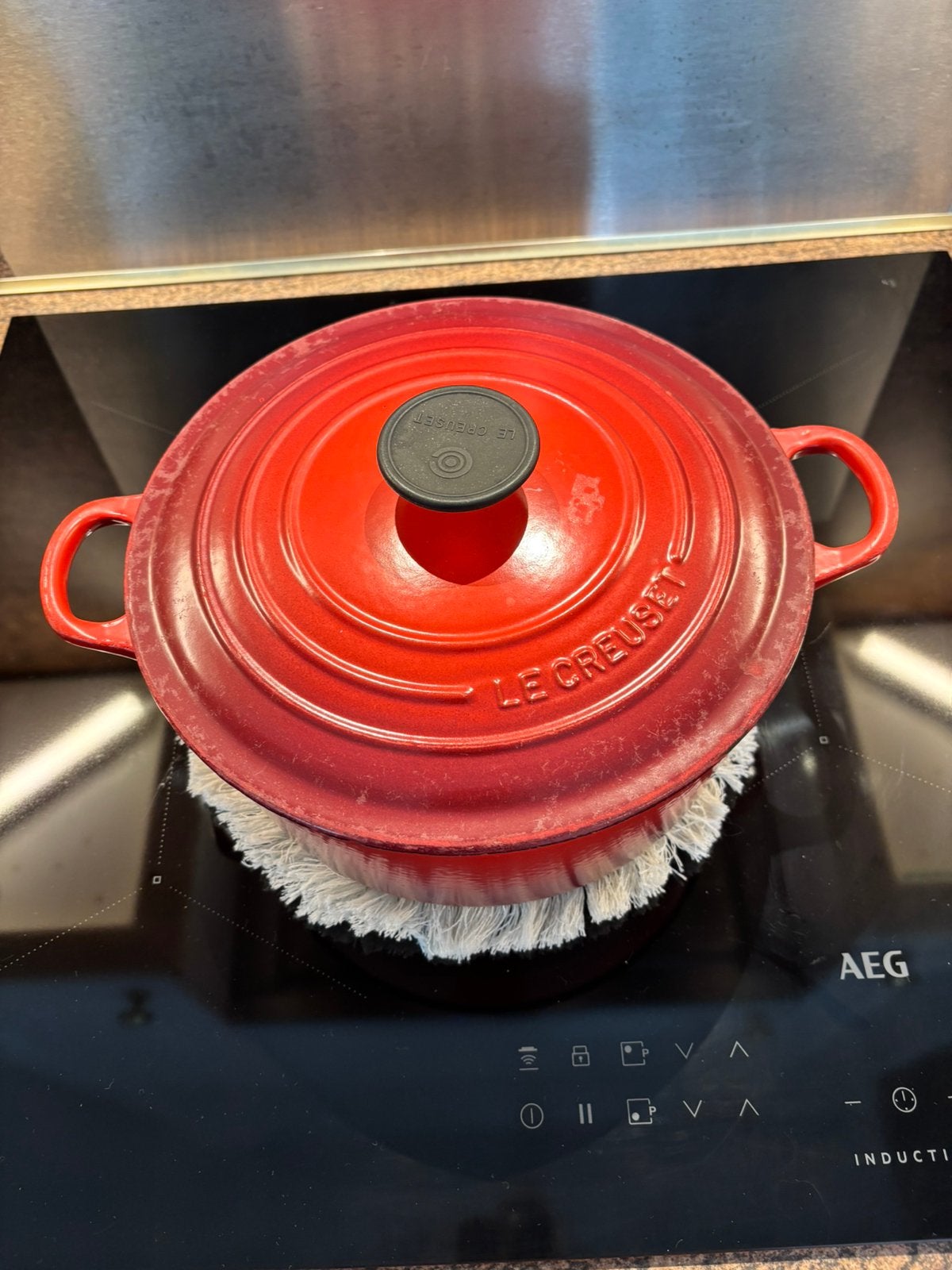 La crueset pan, Huis en Inrichting, Keuken | Potten en Pannen, Ophalen of Verzenden, Gebruikt, Rvs, Koekenpan of Braadpan