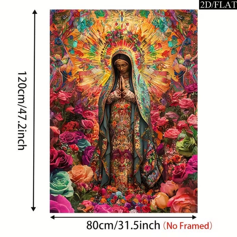 Kleurrijke Maria Print - 120x80cm, Nieuw, Ophalen of Verzenden, Print, 75 – 100