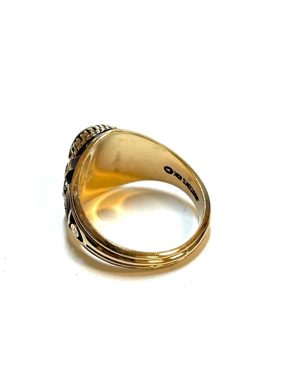 10k gouden college ring met een granaatsteen, 18 tot 19, -, -, Ophalen of Verzenden