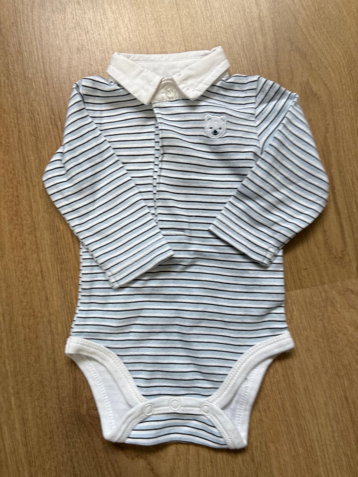 Bouchara gestreepte romper met kraagje - Maat 50 (1 maand), Kinderen en Baby's, Ophalen of Verzenden, Gebruikt, Jongetje, Nacht- of Onderkleding