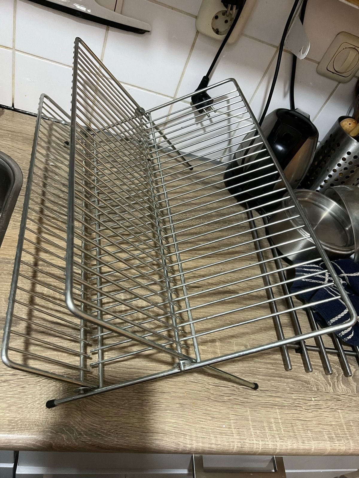 Metalen bordenrek - opvouwbaar en ruimtebesparend, Gebruikt, Bordenrek, Zilver, Ophalen of Verzenden