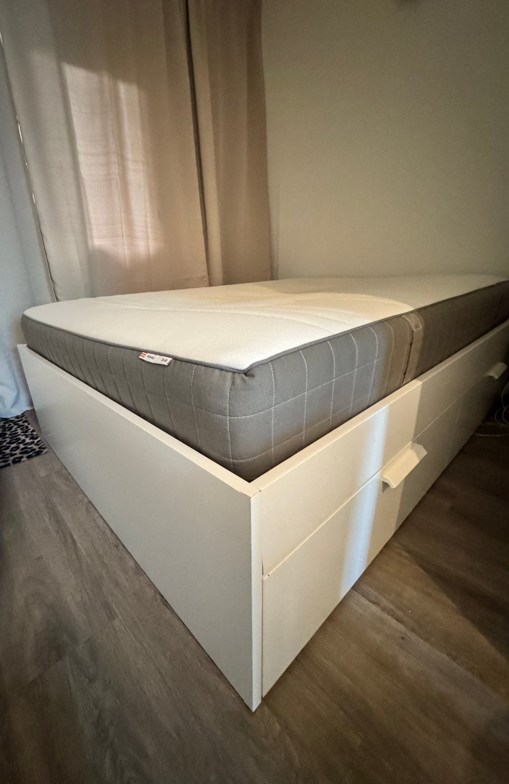 Ikea Brimnes bed 140 x 200 met matras HOVAG - gebruikt, Ophalen, Gebruikt, Wit, Tweepersoons