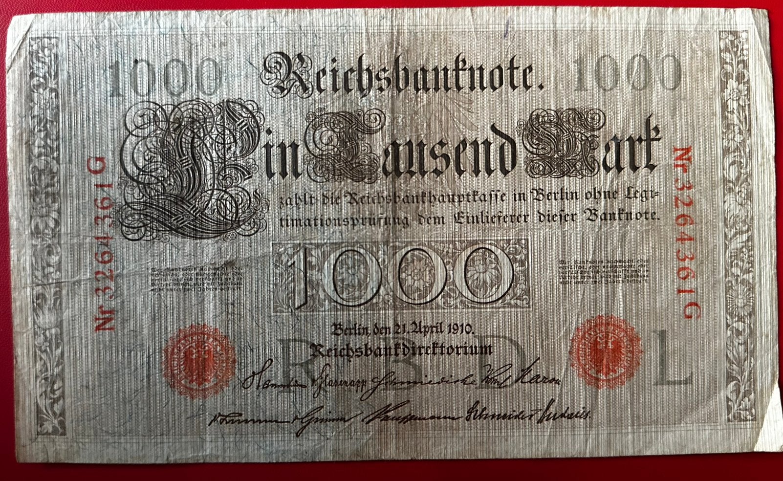 1000 Mark Reichsbanknote - 1910, Ophalen of Verzenden, Duitsland