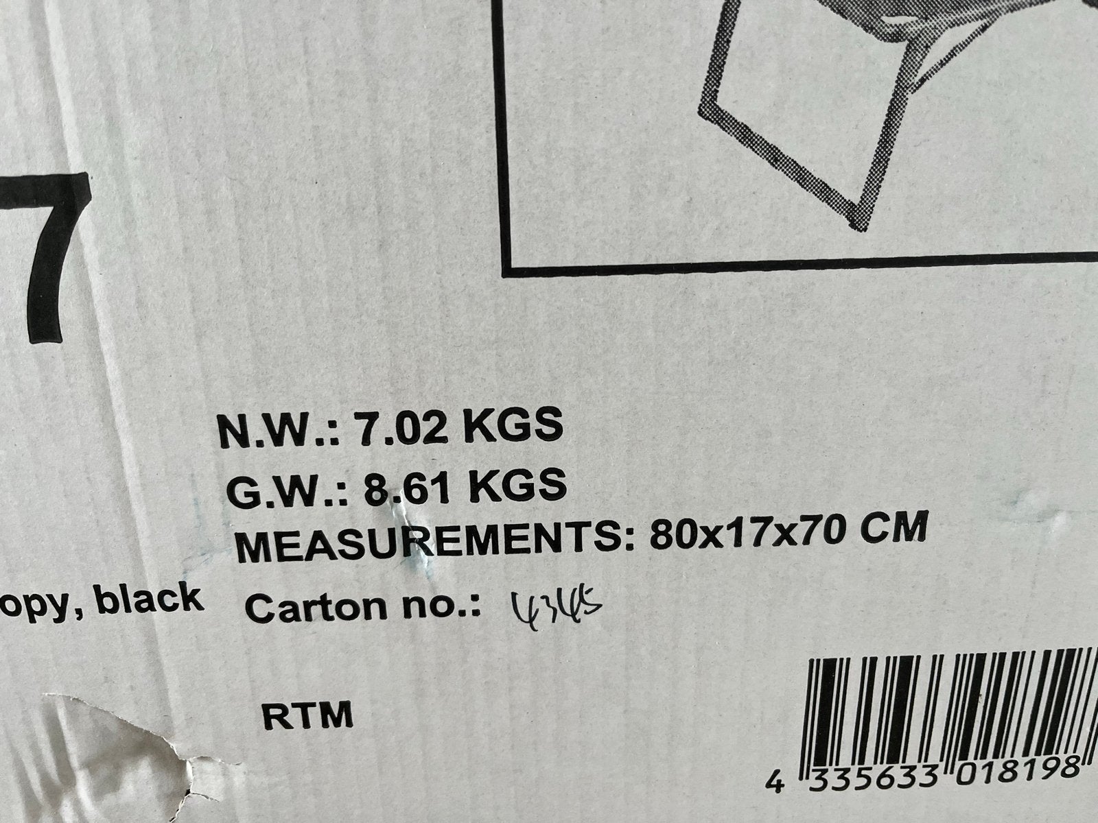 Nieuwe zwarte ligstoel met afdakje, nog in doos, Ophalen, Nieuw, Aluminium, Inklapbaar