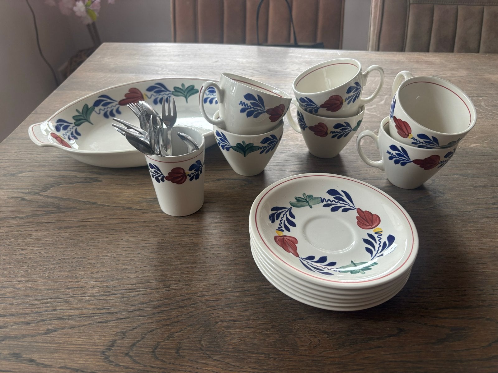 Orgineel Boerenbond servies en bestekset, Antiek en Kunst, Ophalen of Verzenden
