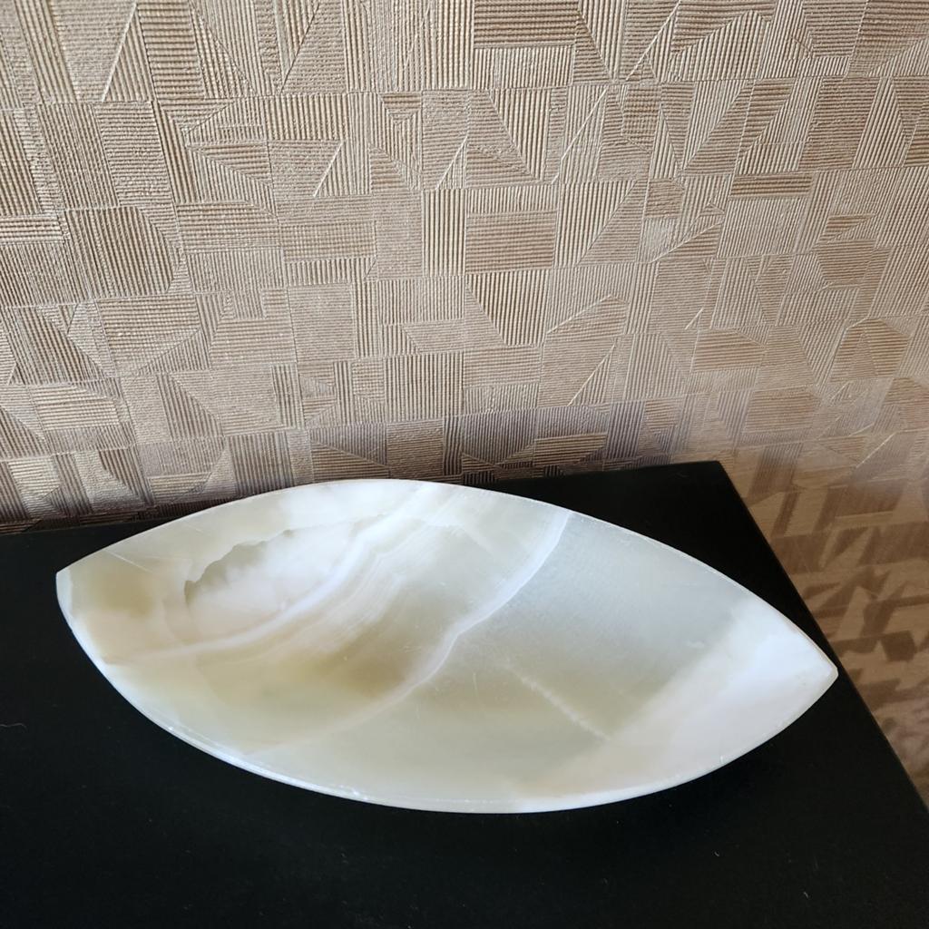 Vintage Handgesneden Onyx Schaal / Vide-Poche (22 cm), Ophalen of Verzenden, Rond, Porselein of Keramiek