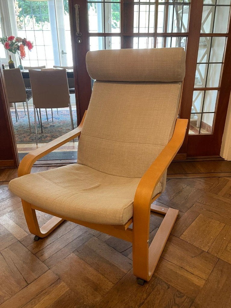 Ikea stoel Poang, Huis en Inrichting, Stoelen, Ophalen, Gebruikt, Wit, Stof