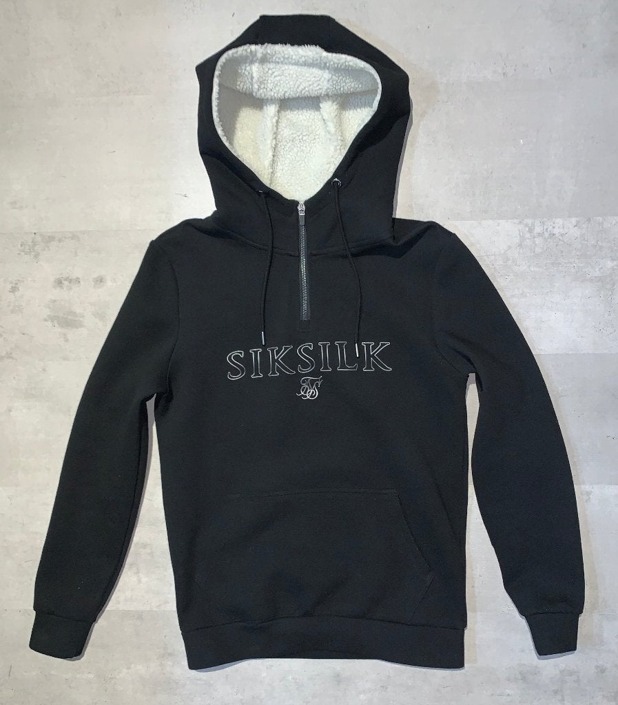 SikSilk 1/4 Zip Hoodie met gevoerde capuchon - S - Nieuw, SikSilk, Verzenden, Zwart, Nieuw