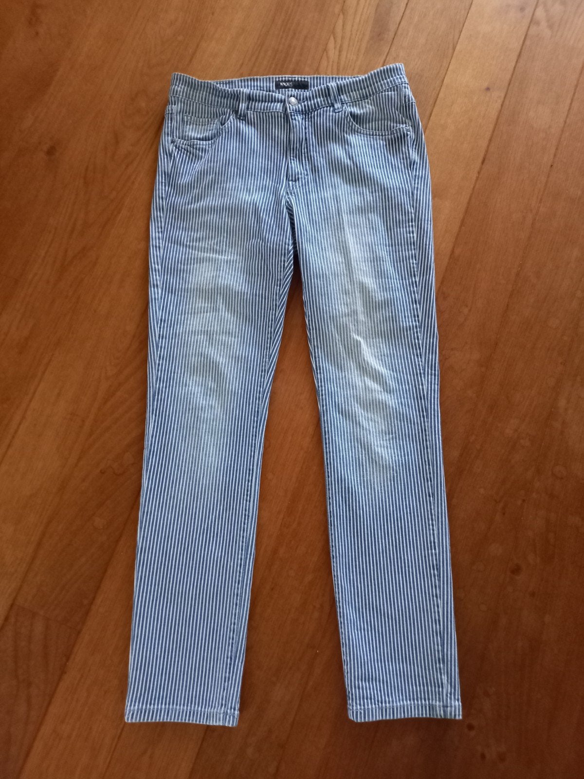 Angels skinny blauw-wit gestreepte jeans maat L, Kleding | Dames, Blauw, Ophalen of Verzenden, W30 - W32 (confectie 38/40), Angels