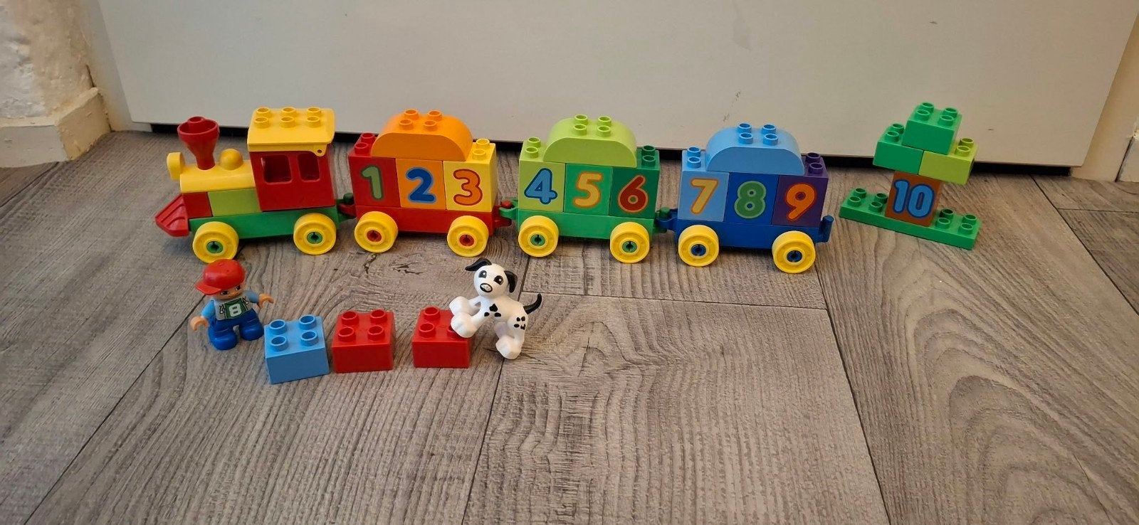 Duplo nummer trein met figuur en hondje, Inclusief minifiguren, Gebruikt, Ophalen of Verzenden, Duplo