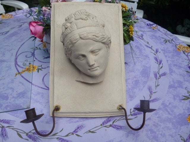antieke gipsen plaquette  van een vrouw 40 x 28 cm, Ophalen of Verzenden