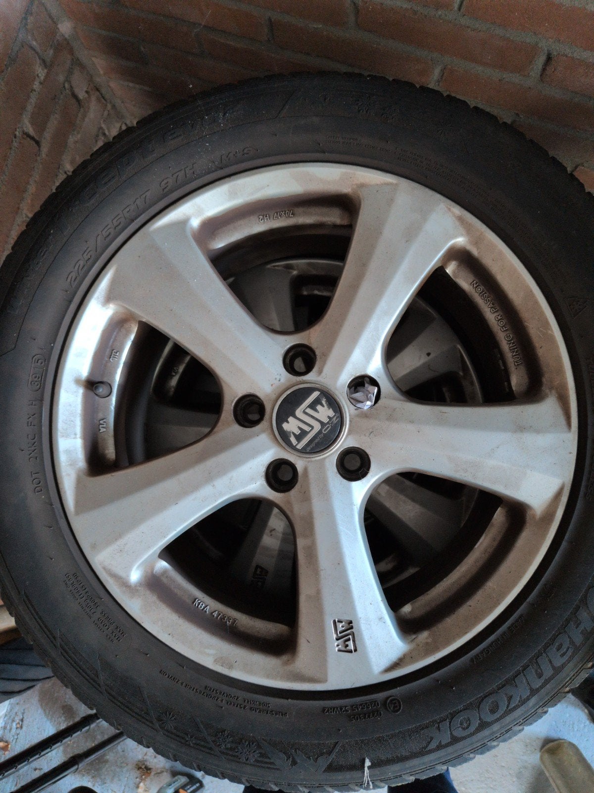 MSW OZ Velgen met Hankook Winterbanden 225/55T17 225/55R17, Ophalen, Gebruikt, Banden en Velgen, 17 inch