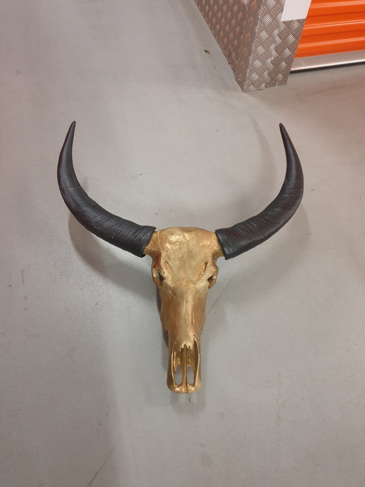 Gouden Buffelschedel met Hoorns - Wanddecoratie, Huis en Inrichting, Woonaccessoires | Overige, Kunststof, Ophalen of Verzenden