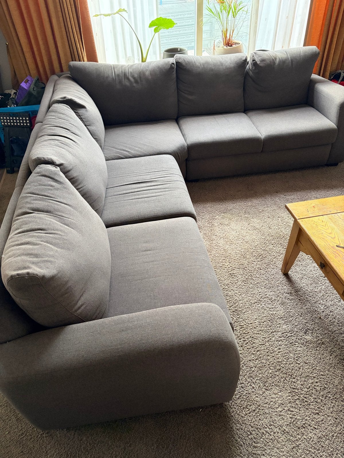 hoekbank Grijs, 250 tot 300 cm, Gebruikt, Hoekbank, 75 tot 100 cm