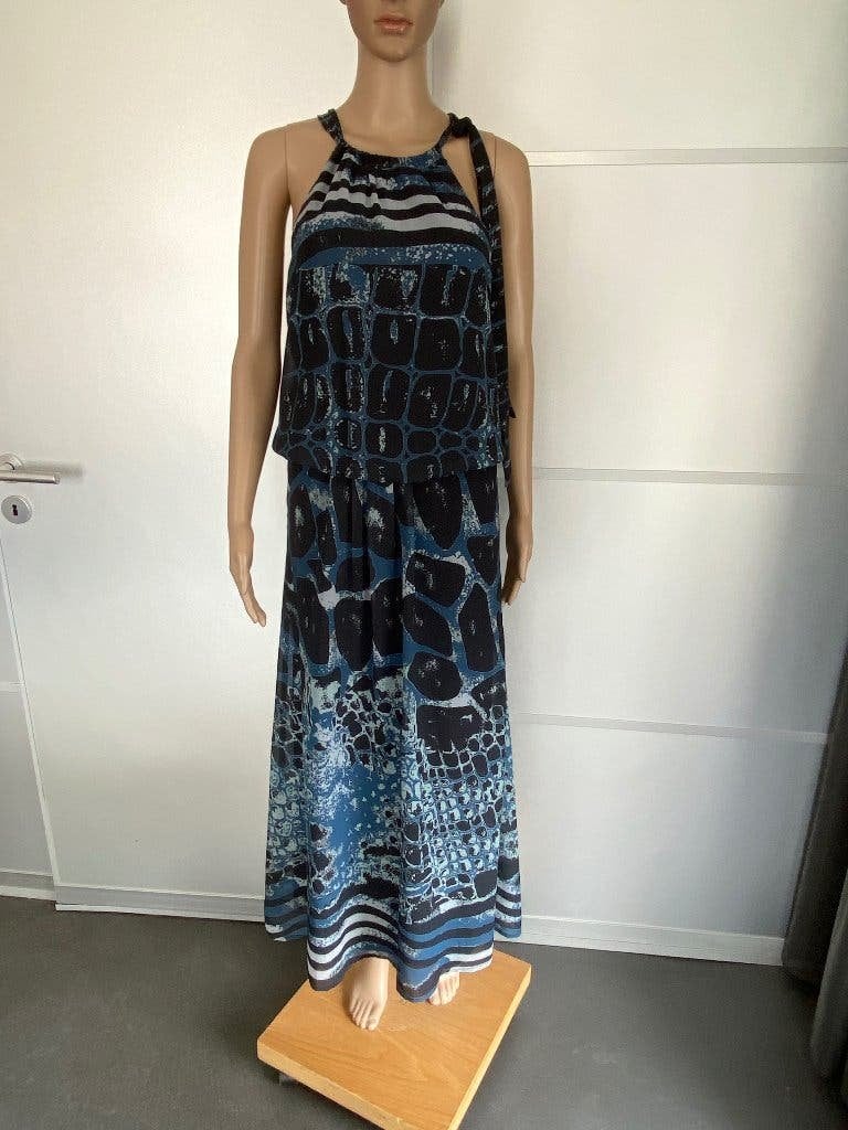 K277 Superstar maat 40/42=M/L lange jurk maxi blauw, Kleding | Dames, Jurken, Maat 38/40 (M), Blauw, Ophalen of Verzenden, Zo goed als nieuw