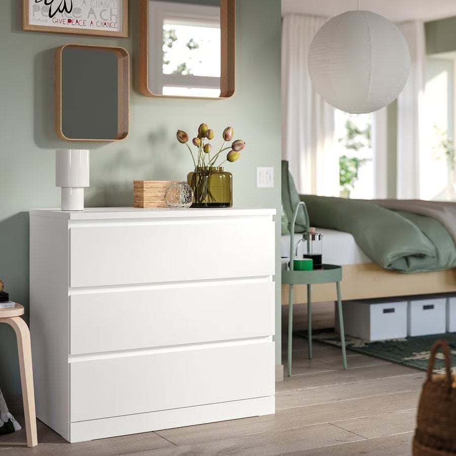 IKEA Malm ladekast met 3 lades - Wit, Huis en Inrichting, Kasten | Ladekasten, Ophalen, Overige materialen, 50 tot 100 cm, 3 of 4 laden