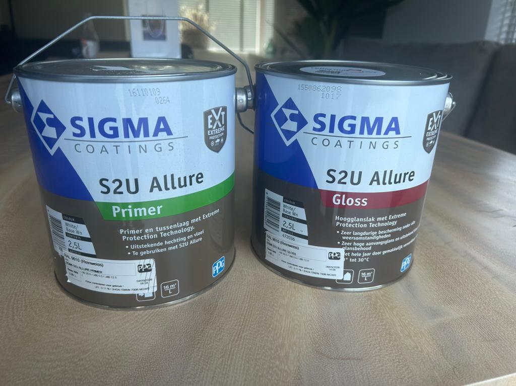 Sigma S2U Allure Primer + Gloss RAL 9010 – nieuw & ongeopend, Ophalen of Verzenden, Nieuw, Wit
