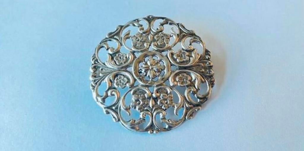 Zilveren BLOEMENBROCHE van V Tiggelen, 4 tot 7 cm, Verzenden, Zo goed als nieuw, Zilver