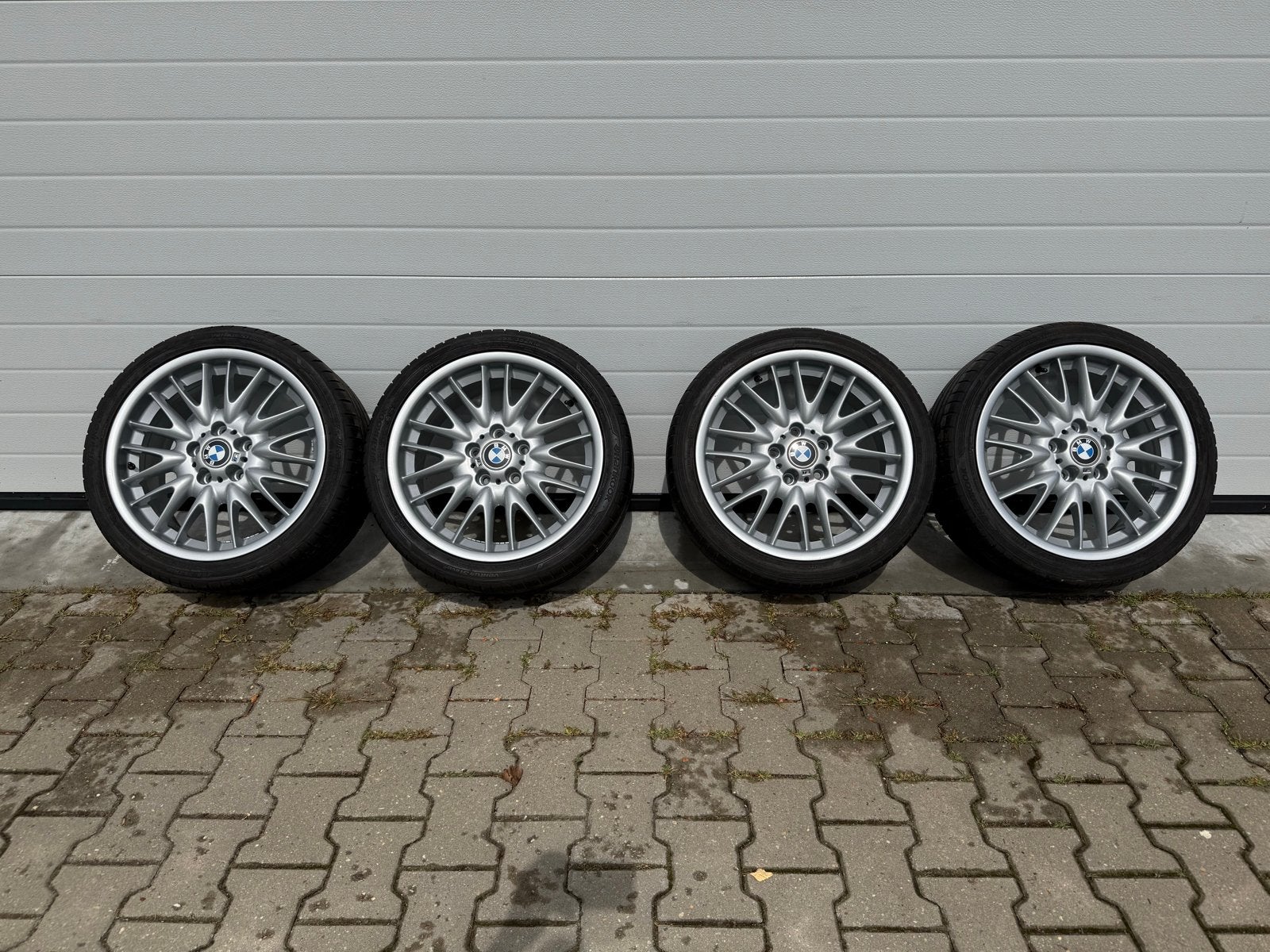 Originele BMW E46 Breedset Velgen met Banden 18 inch, Ophalen, 18 inch, Gebruikt, 255 mm