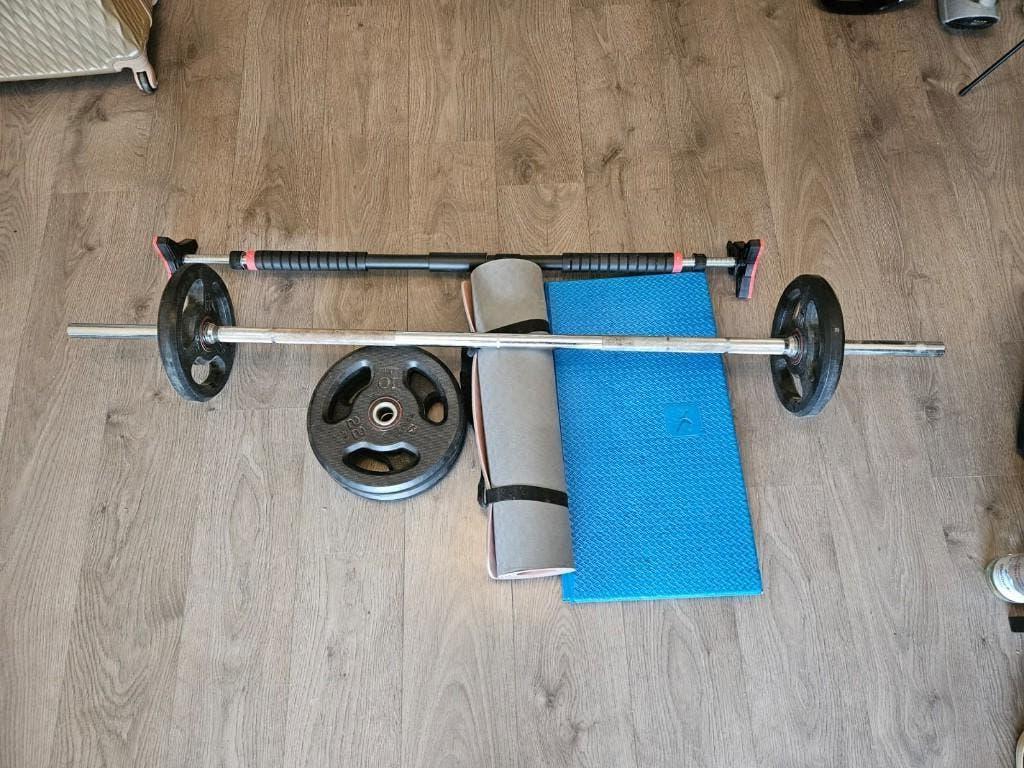Pull-up Bar + Bench Press Bar + Weights, Ophalen, Gebruikt, Armen, Oprekstang