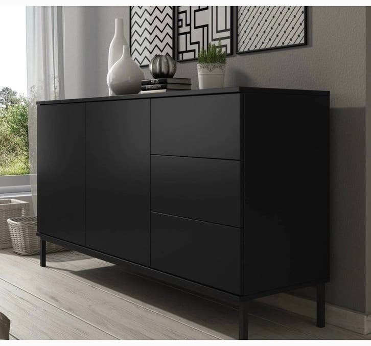 Dressoir zwart (meubella - queen), Ophalen, Zo goed als nieuw, 25 tot 50 cm