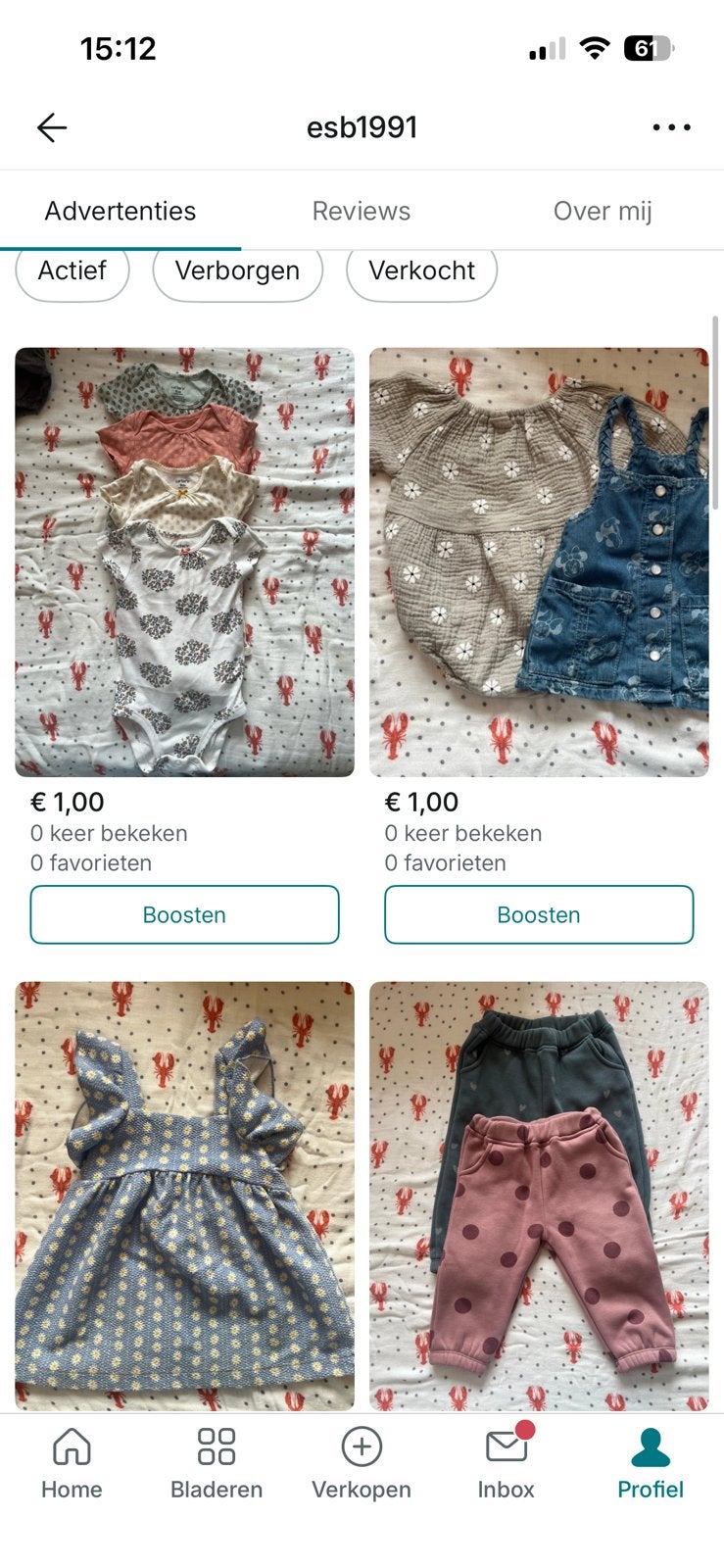 Baby kleding voor weinig via vinted, Ophalen, Zo goed als nieuw