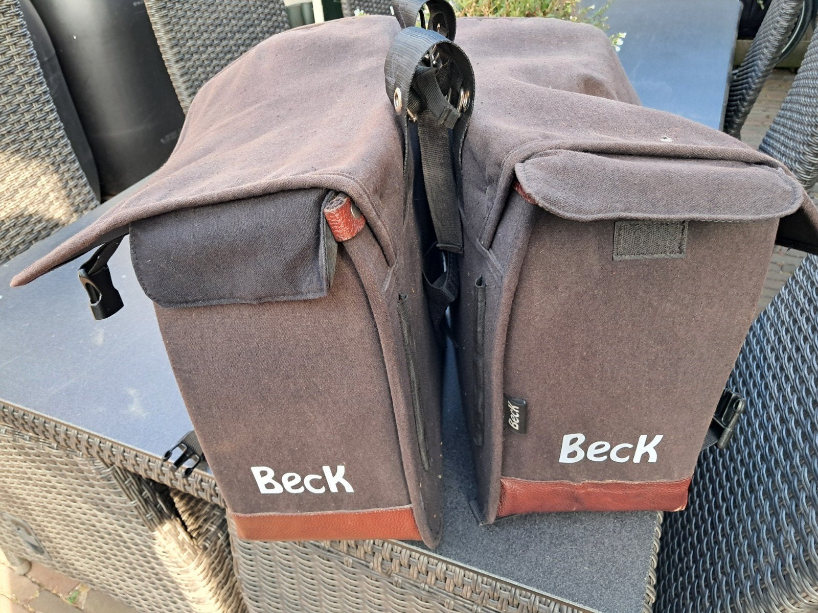 Beck dubbele fietstassen - zwart/bruin, Ophalen, Gebruikt, Beck