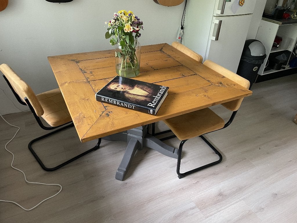 Mooie steigerhouten eettafel, Huis en Inrichting, Tafels | Eettafels, Zo goed als nieuw, 100 tot 150 cm, 100 tot 150 cm, Vier personen