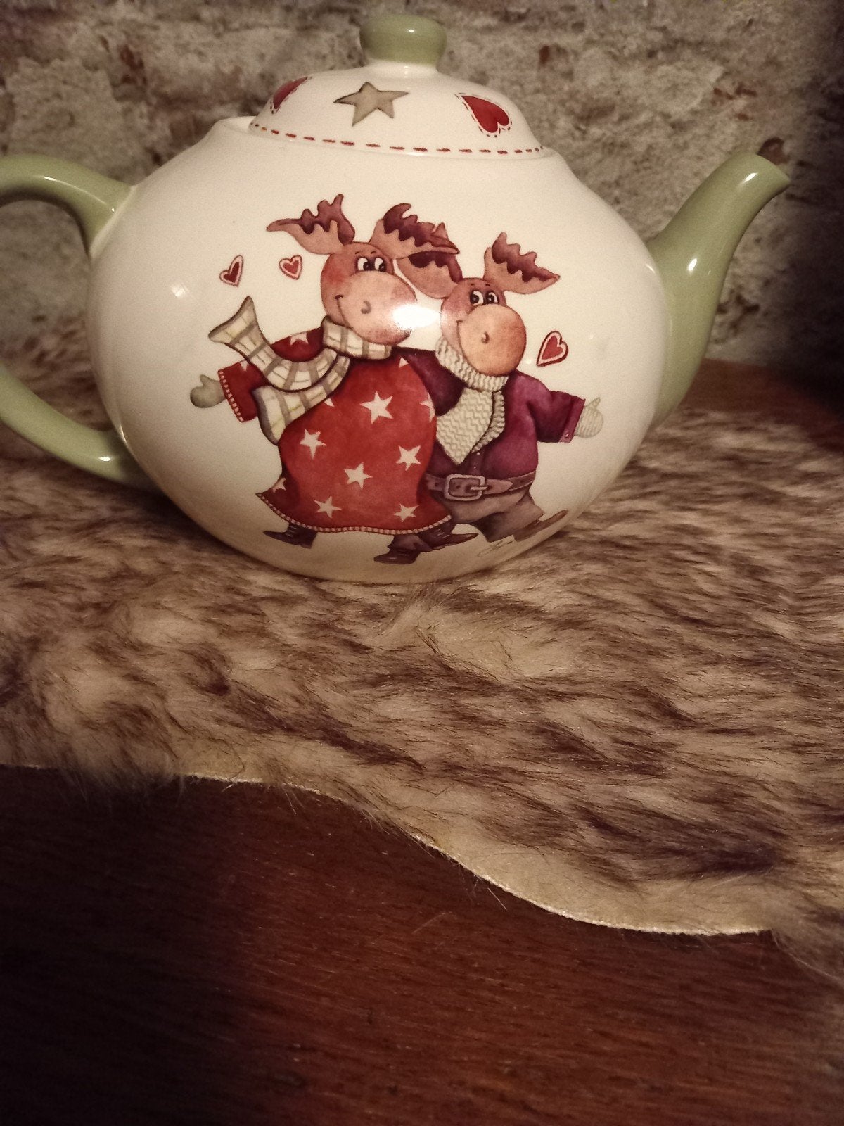 Jet servies kerst theepot met elanden decoratie, Ophalen of Verzenden