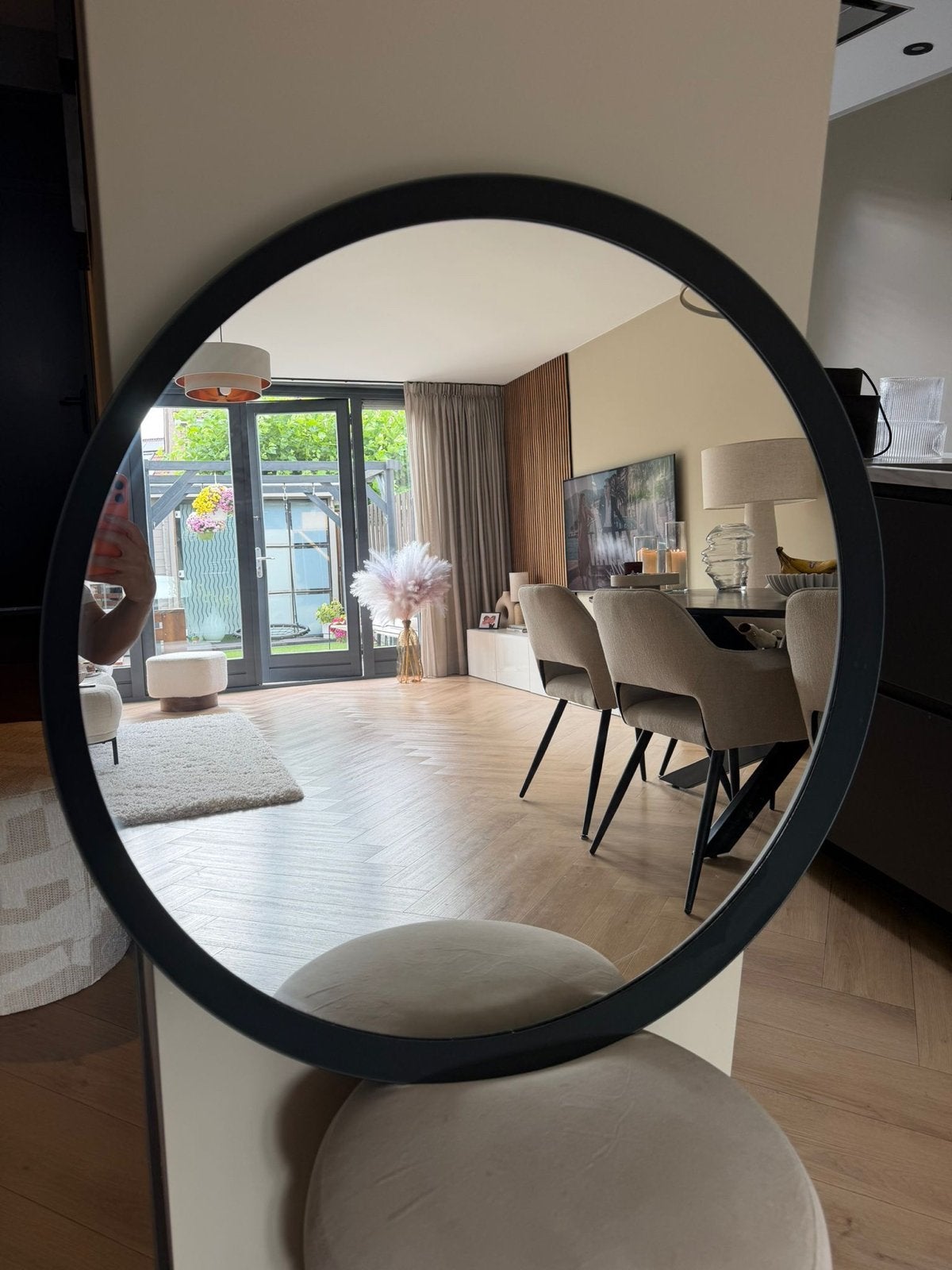 IKEA Langesund spiegel, rond, zwart, 80 CM, Ophalen, Minder dan 50 cm, Rond, Zo goed als nieuw