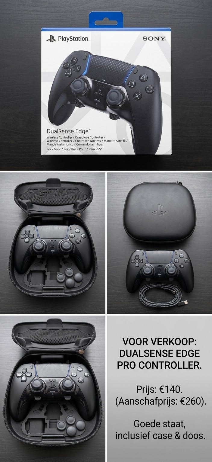 Sony DualSense Edge Controller Met Originele Doos & Case, Ophalen of Verzenden, Zo goed als nieuw, PlayStation 1, Controller