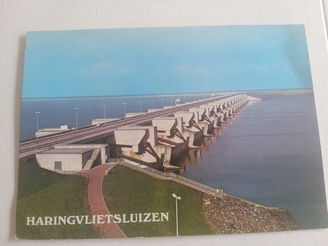 Foto kaart Haringvlietsluizen niet gelopen. Verbindingsweg v, Ophalen of Verzenden, 1960 tot 1980, Ongelopen, Zuid-Holland