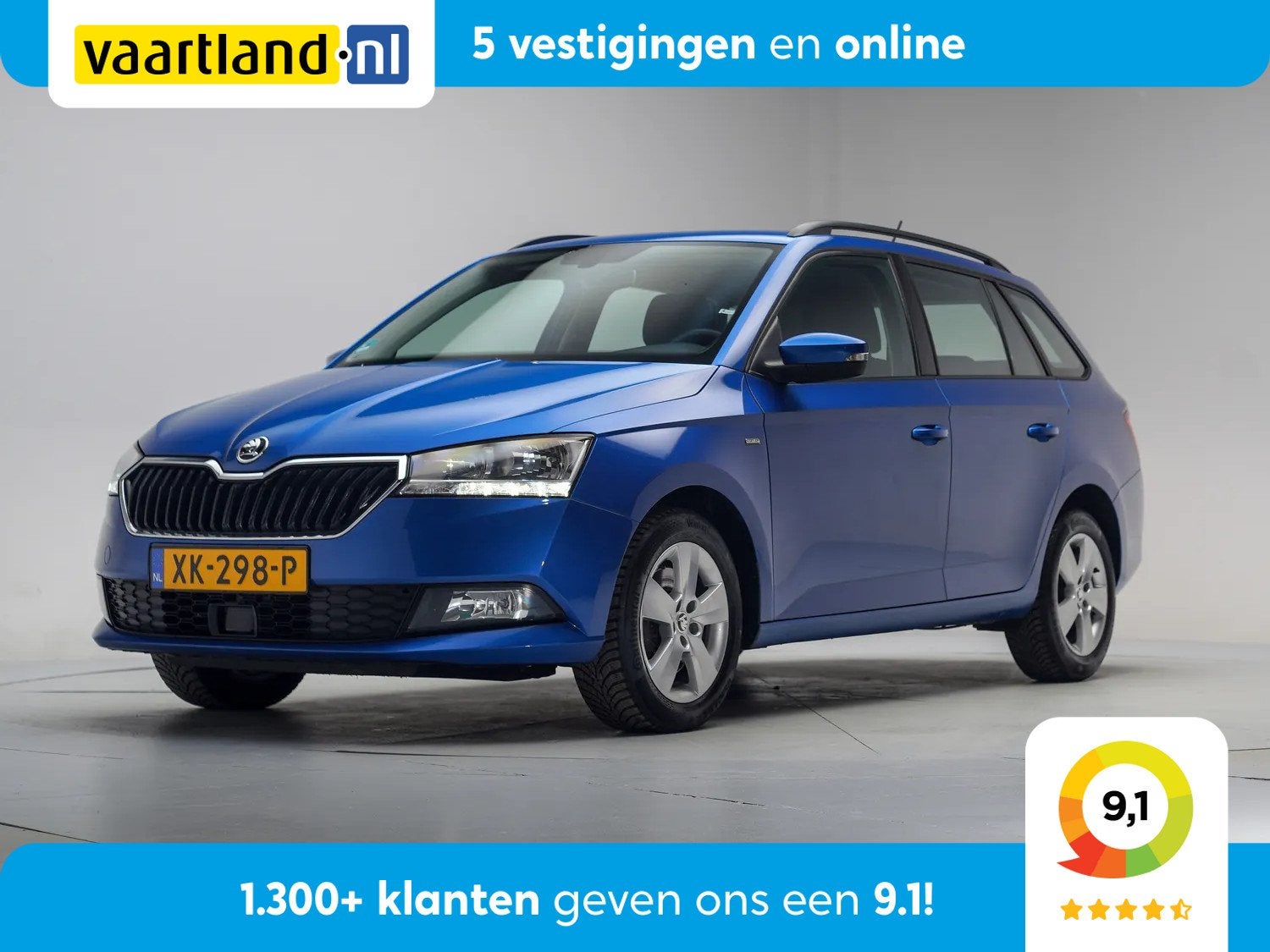 Skoda Fabia 1.0 TSI Clever Aut. [ Navi Apple/Android PDC Cru, Auto's, Gebruikt, Blauw, Elektrische buitenspiegels, Origineel Nederlands