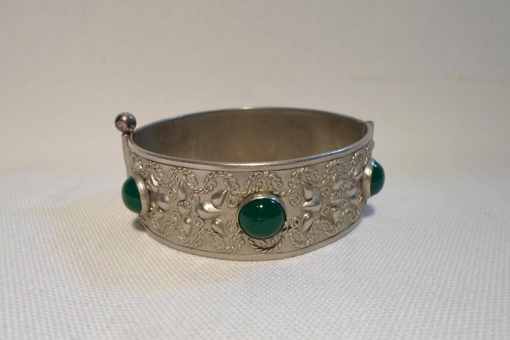 Armband Alpacca Groene Accenten, Ophalen of Verzenden, Zo goed als nieuw, Groen, Overige materialen