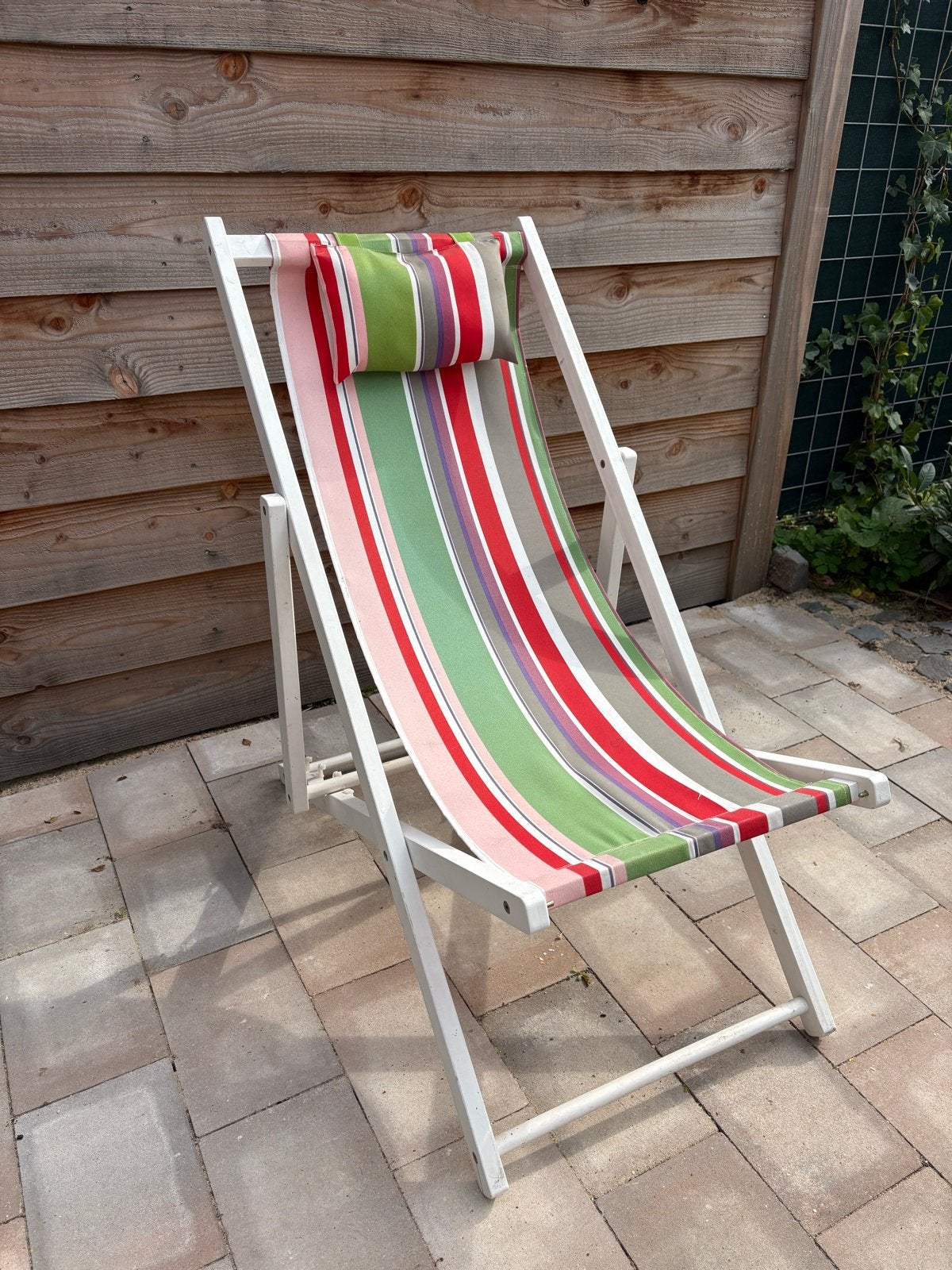 Strandstoel of Ligstoel met kleurrijke strepen, Tuin en Terras, Ophalen, Nieuw, Hout, Inklapbaar
