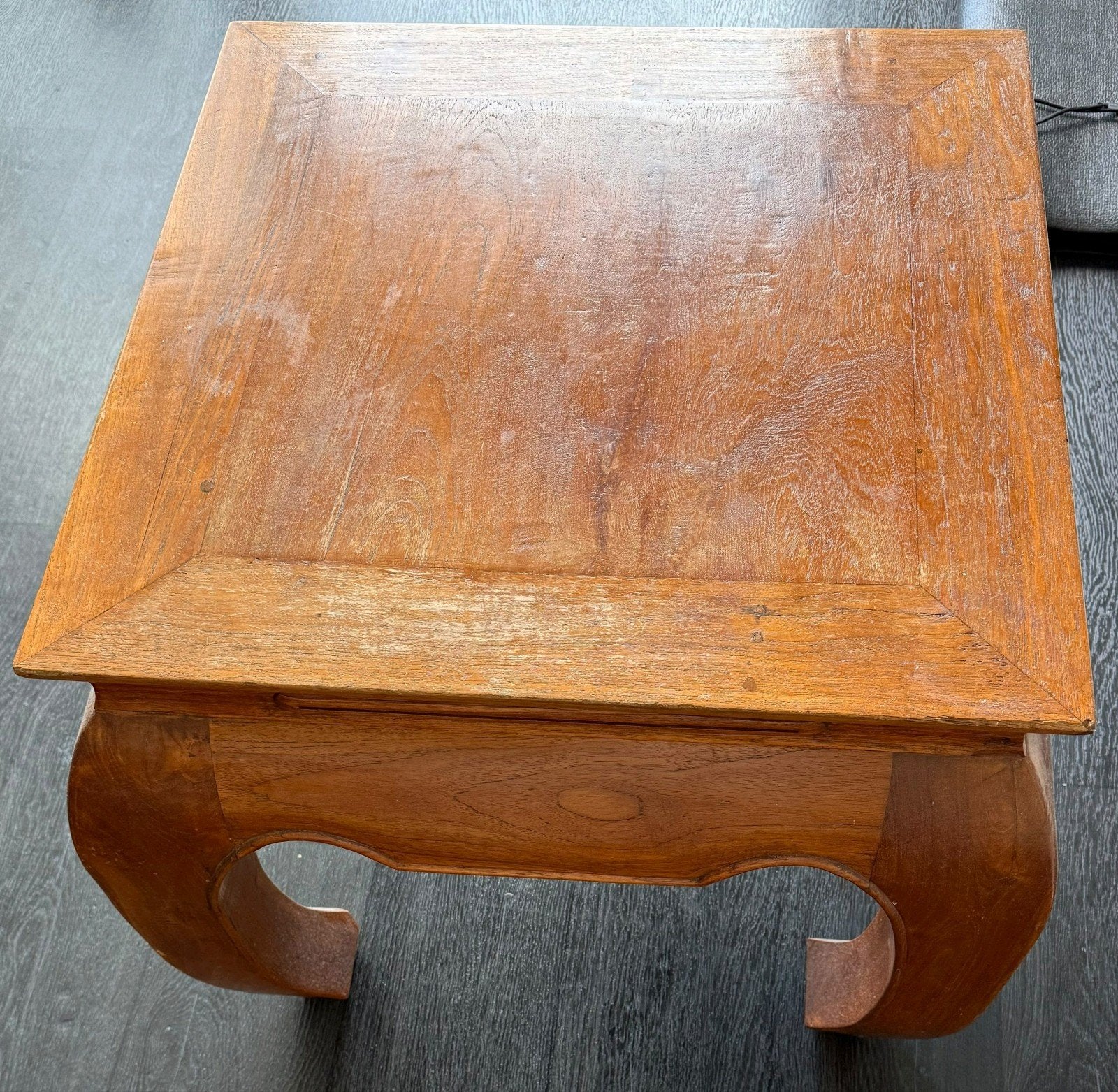 Massief houten vierkante opiumtafel, Ophalen