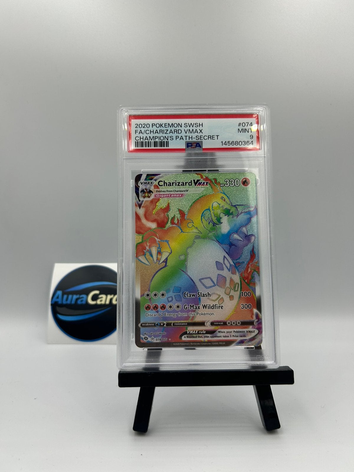 PSA 9 Charizard VMAX – Champions Path – Secret Rare #074, Hobby en Vrije tijd, Verzamelkaartspellen | Pokémon, Ophalen, Zo goed als nieuw