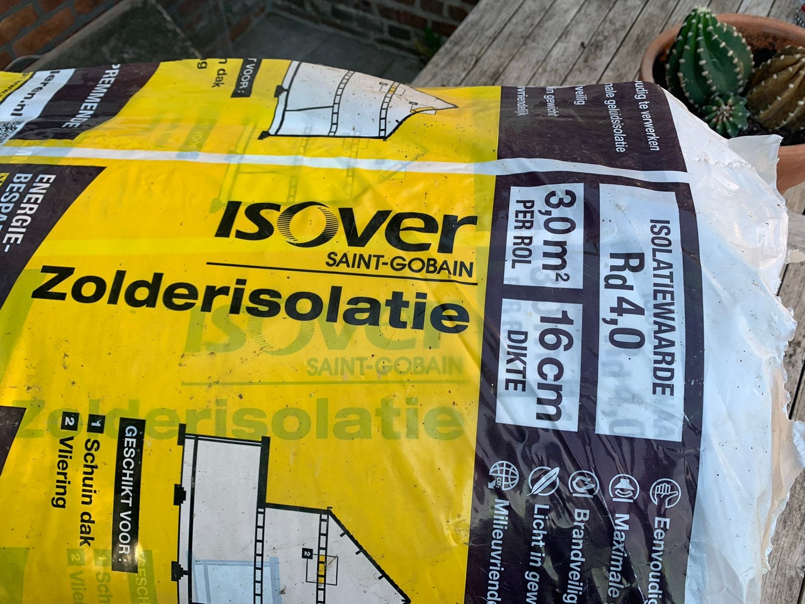 Isover Zolderisolatie Glaswol 3m² Rd 4.0 16cm dik, Ophalen, 12 cm of meer, Nieuw, Minder dan 5 m²