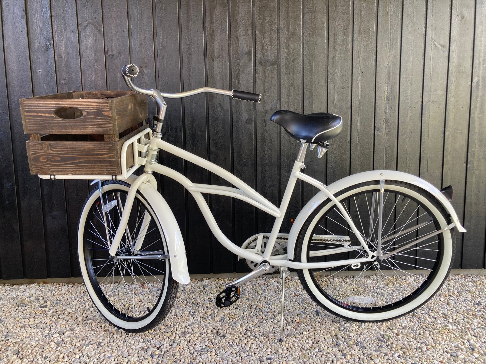 Witte beach cruiser / damesfiets, Ophalen, Terugtraprem, Staal, Cruiser