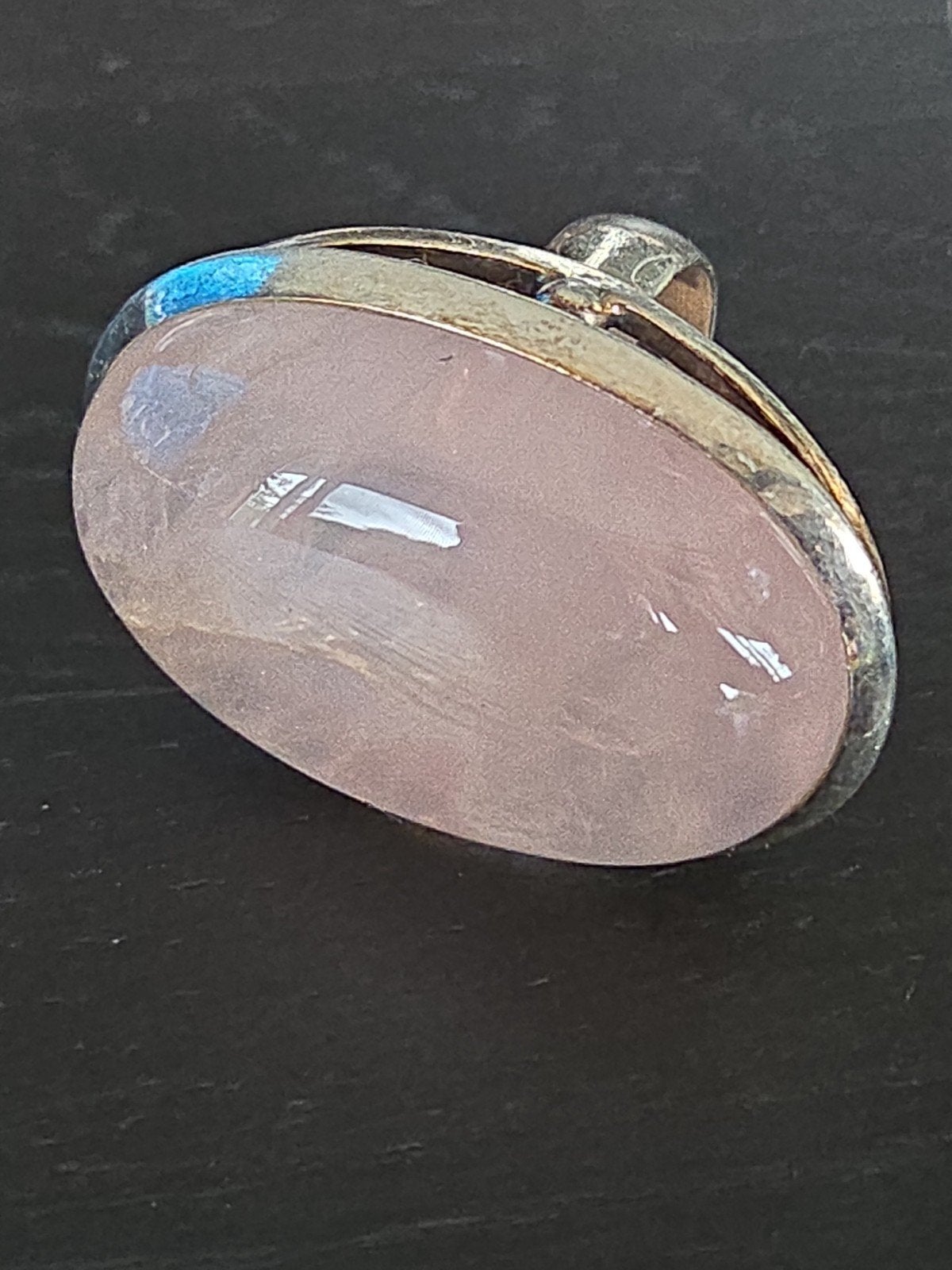 vintage handgemaakte zilveren ring rozenkwarts steen, Ophalen of Verzenden, Zo goed als nieuw, X, Roze