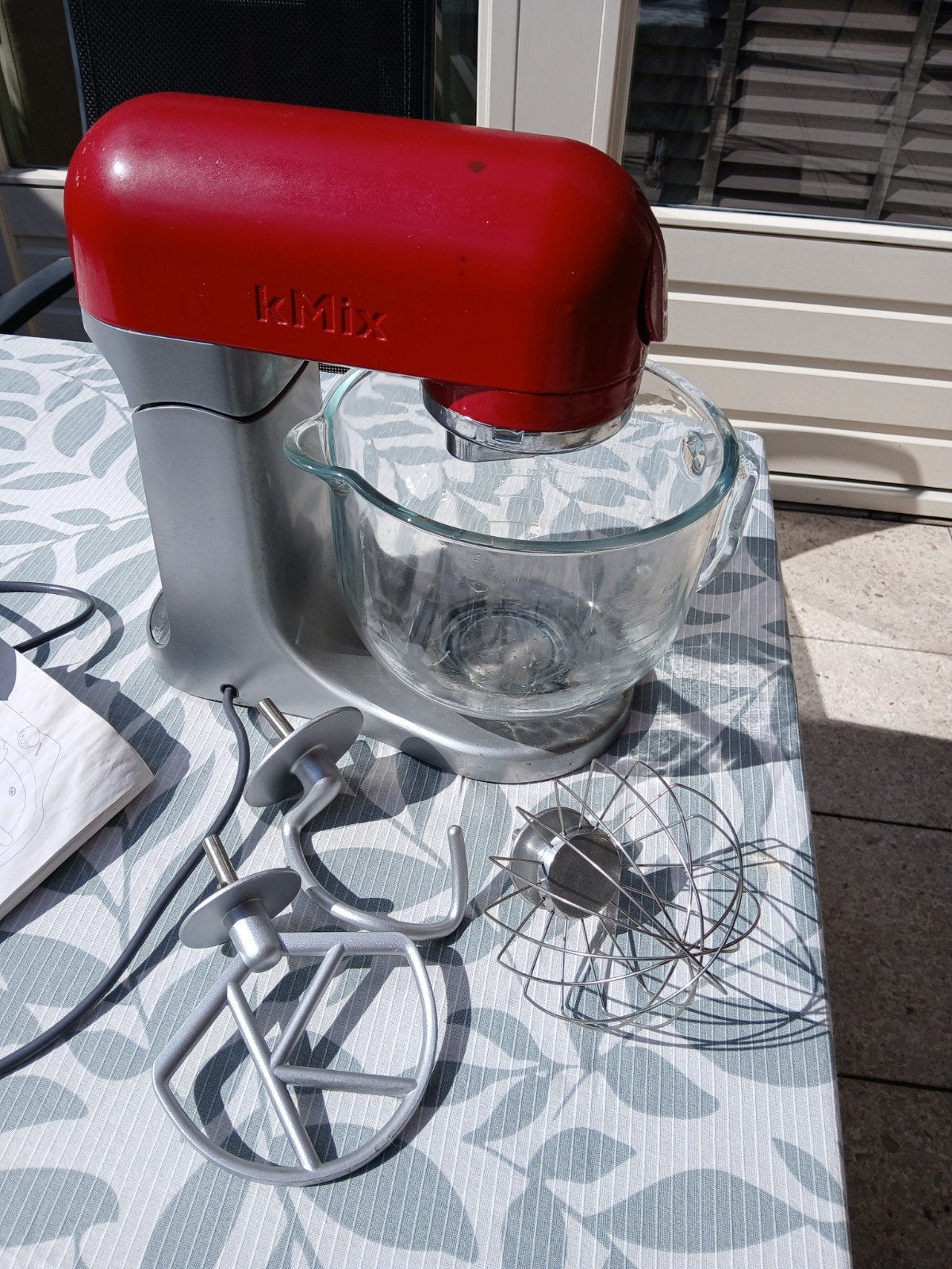 Kenwood kMix Keukenmachine Rood met Glazen Kom, 4 liter of meer, Ophalen, Gebruikt, 3 snelheden of meer
